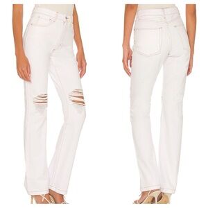 NEW WeWoreWhat Icon Jean Stretch Twill Denim Zic Classic White Distress Jeans 28